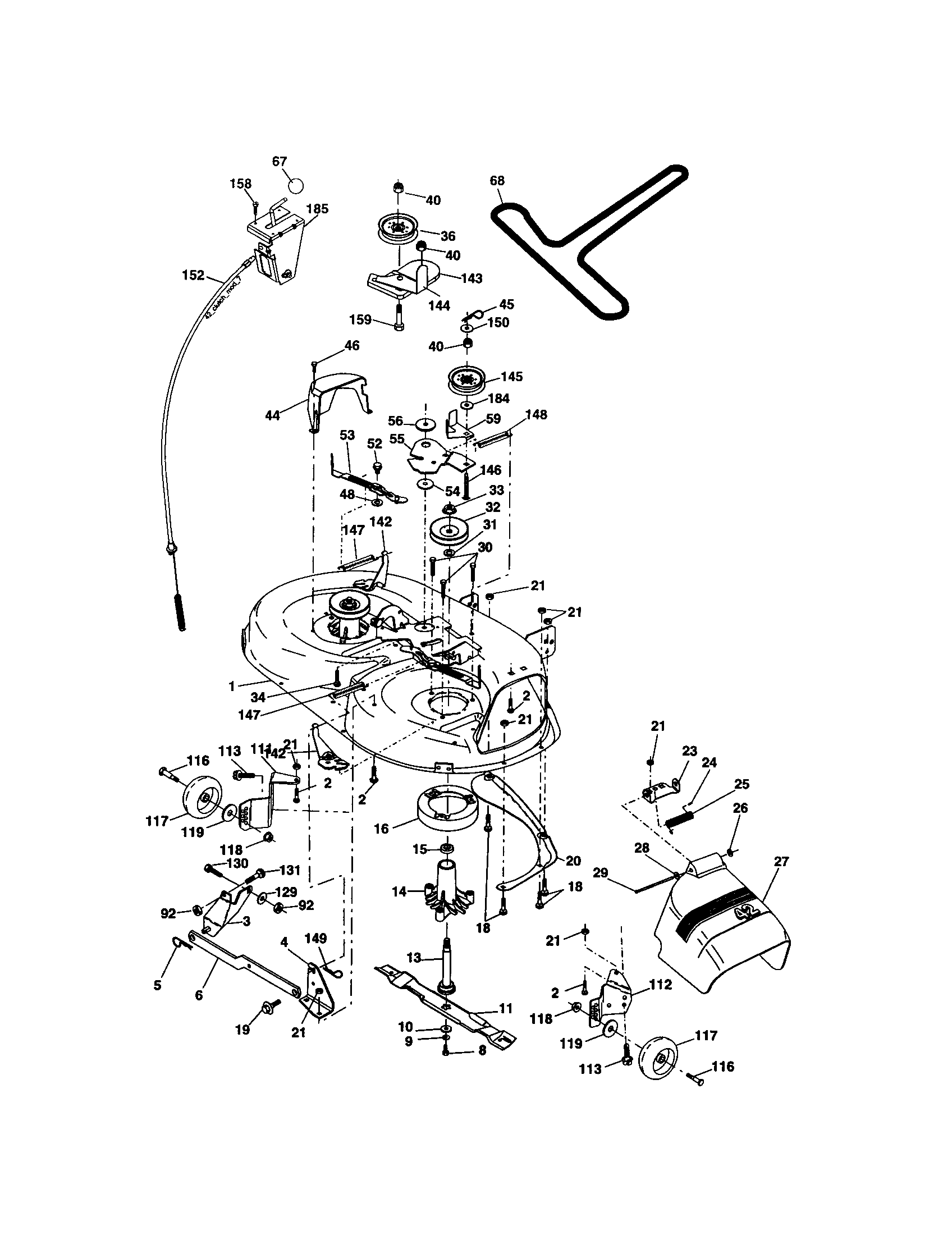 Mower Deck Diagram and Parts List for 917274750  Craftsman Lawn Tractor