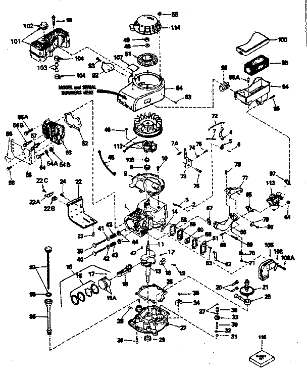 Engine Diagram and Parts List for 143356182  Craftsman Engine