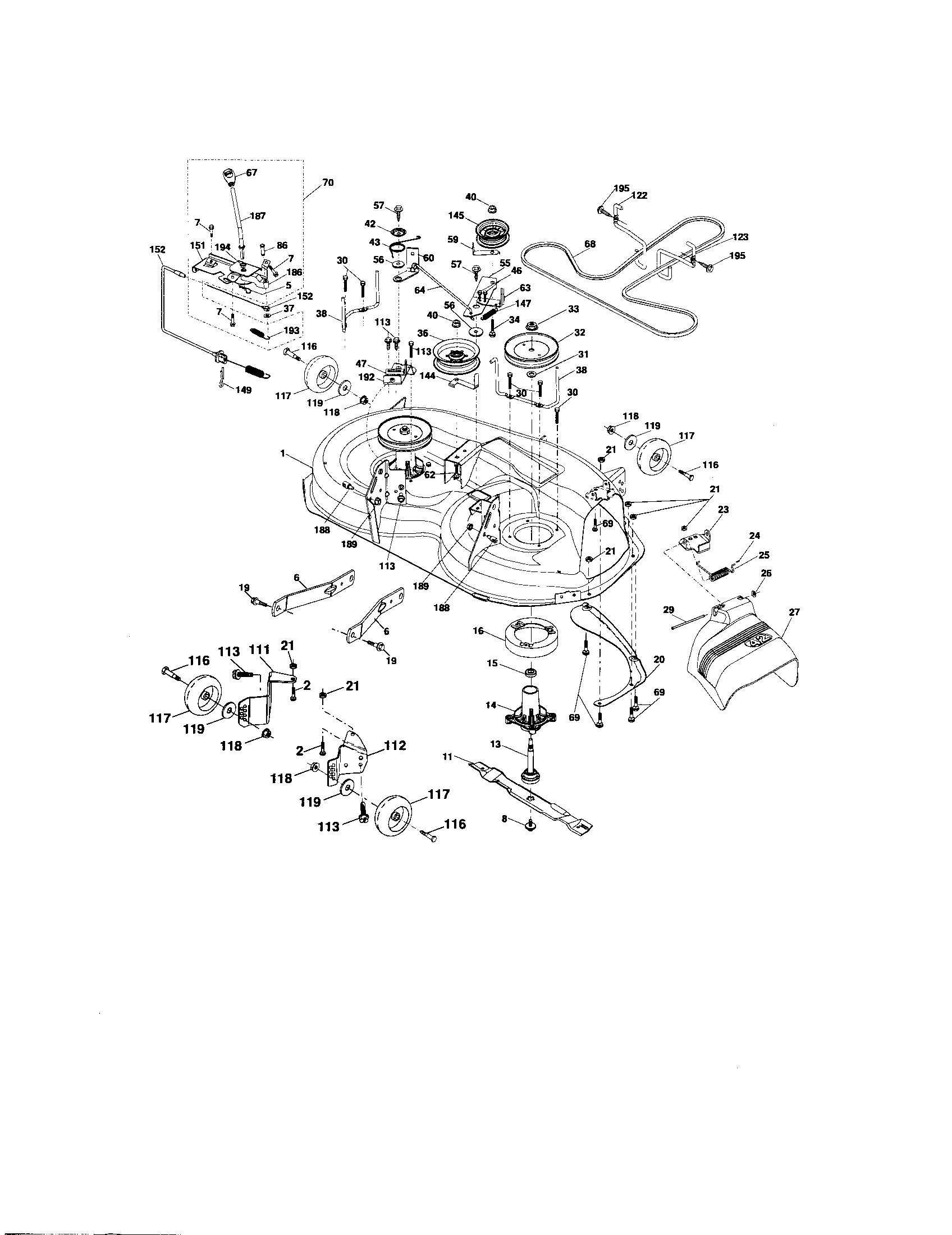 Mower Deck Diagram and Parts List for 917276630  Craftsman Lawn Tractor