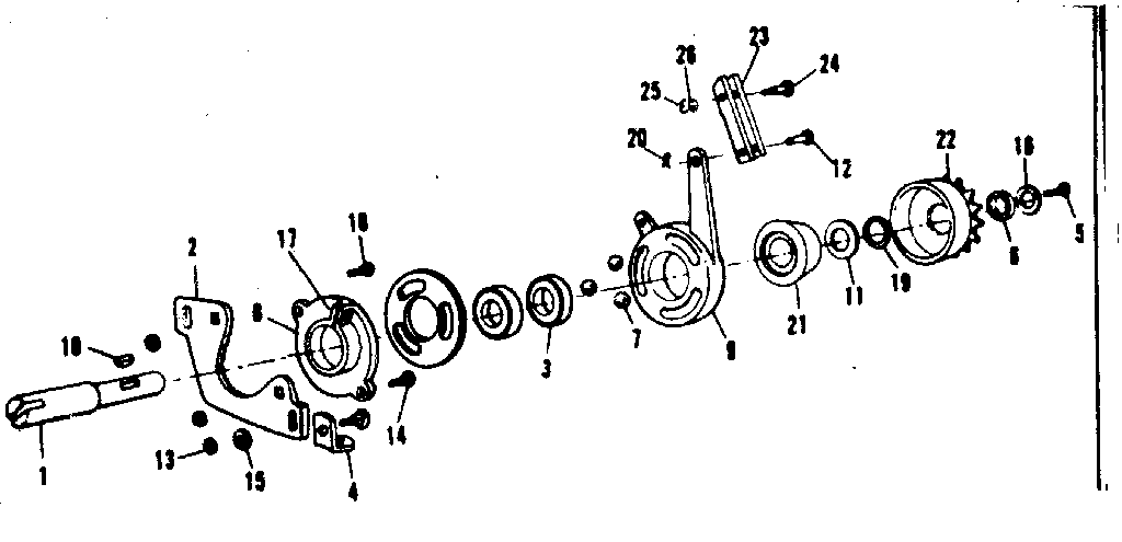 Clutch And Sprocket Assembly Diagram and Parts List for 53681621  Craftsman Lawn Mower