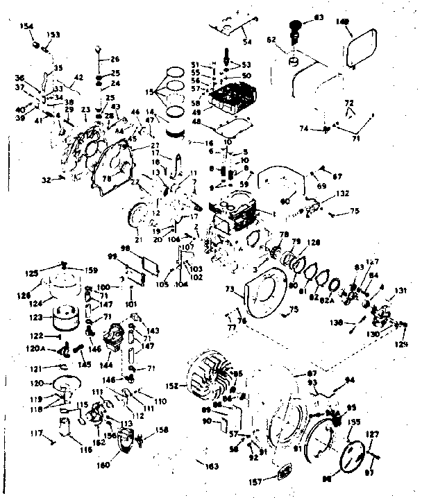Basic Engine Diagram and Parts List for 143582112  Craftsman Engine