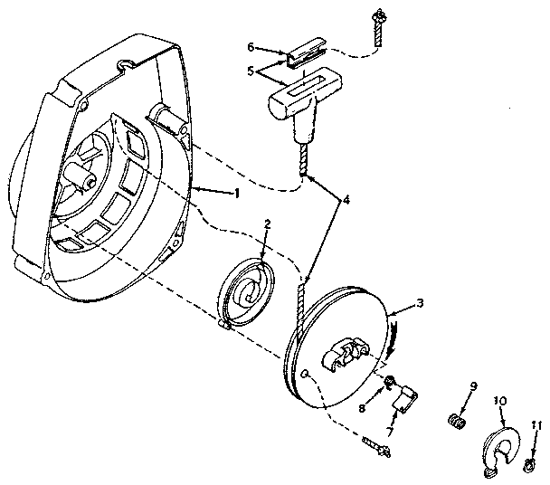 Shroud And Rewind Starter No. 590421 Diagram and Parts List for 917351150  Craftsman Chainsaw