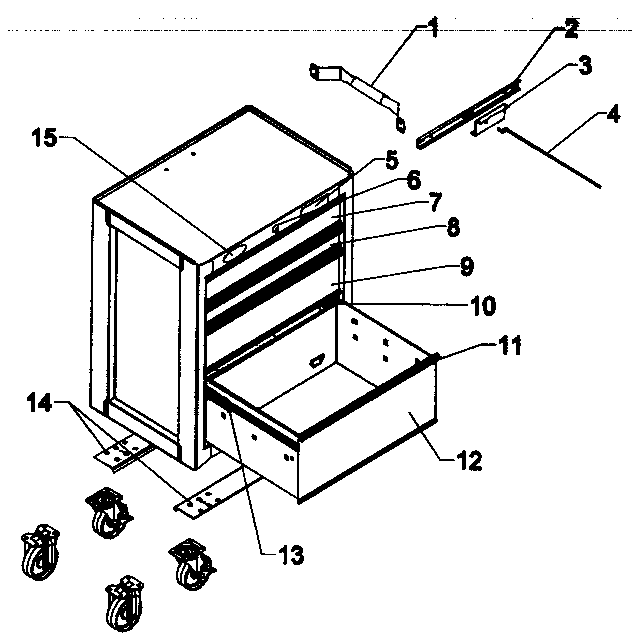 Chest Diagram and Parts List for 706596483  Craftsman Tool Stand & Cart