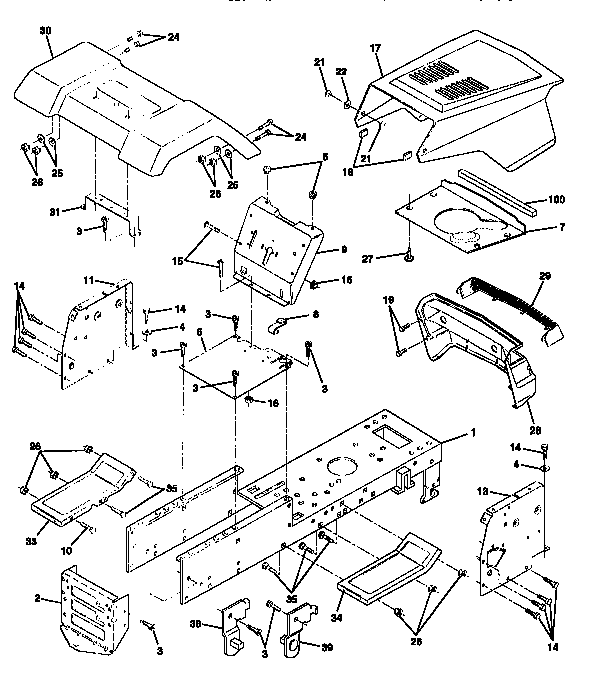 Chassis And Enclosures Diagram and Parts List for 917256500  Craftsman Lawn Tractor
