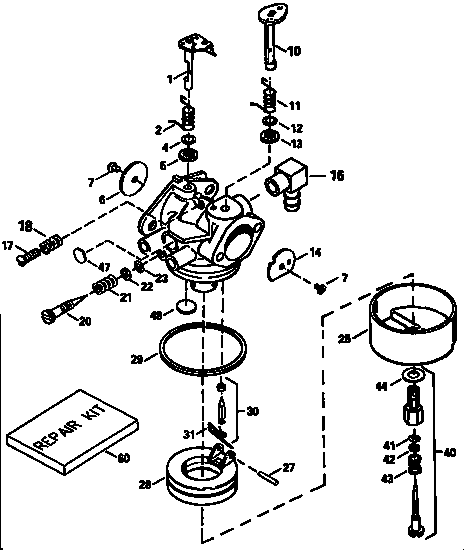 Carburetor  632692 (71/143) Diagram and Parts List for 143632692  Craftsman Lawn Mower
