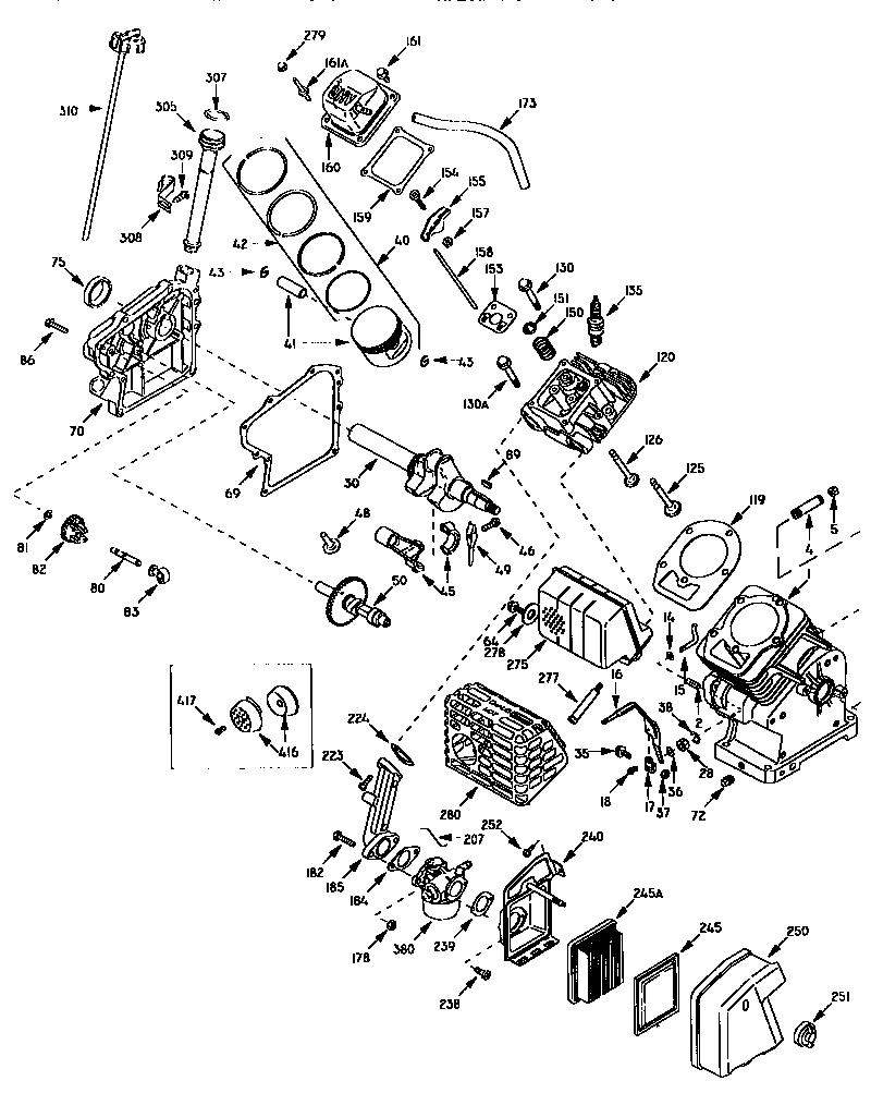Replacement Parts Diagram and Parts List for 143955003  Craftsman Engine