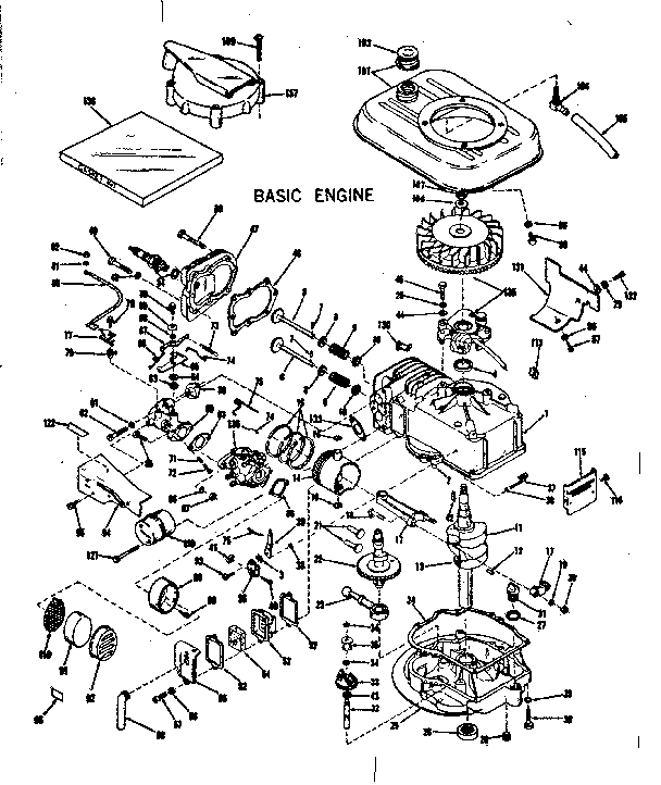 Basic Engine Diagram and Parts List for 143104121  Craftsman Engine