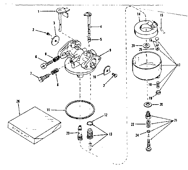 Carburetor No. 630885 Diagram and Parts List for 143126021  Craftsman Engine