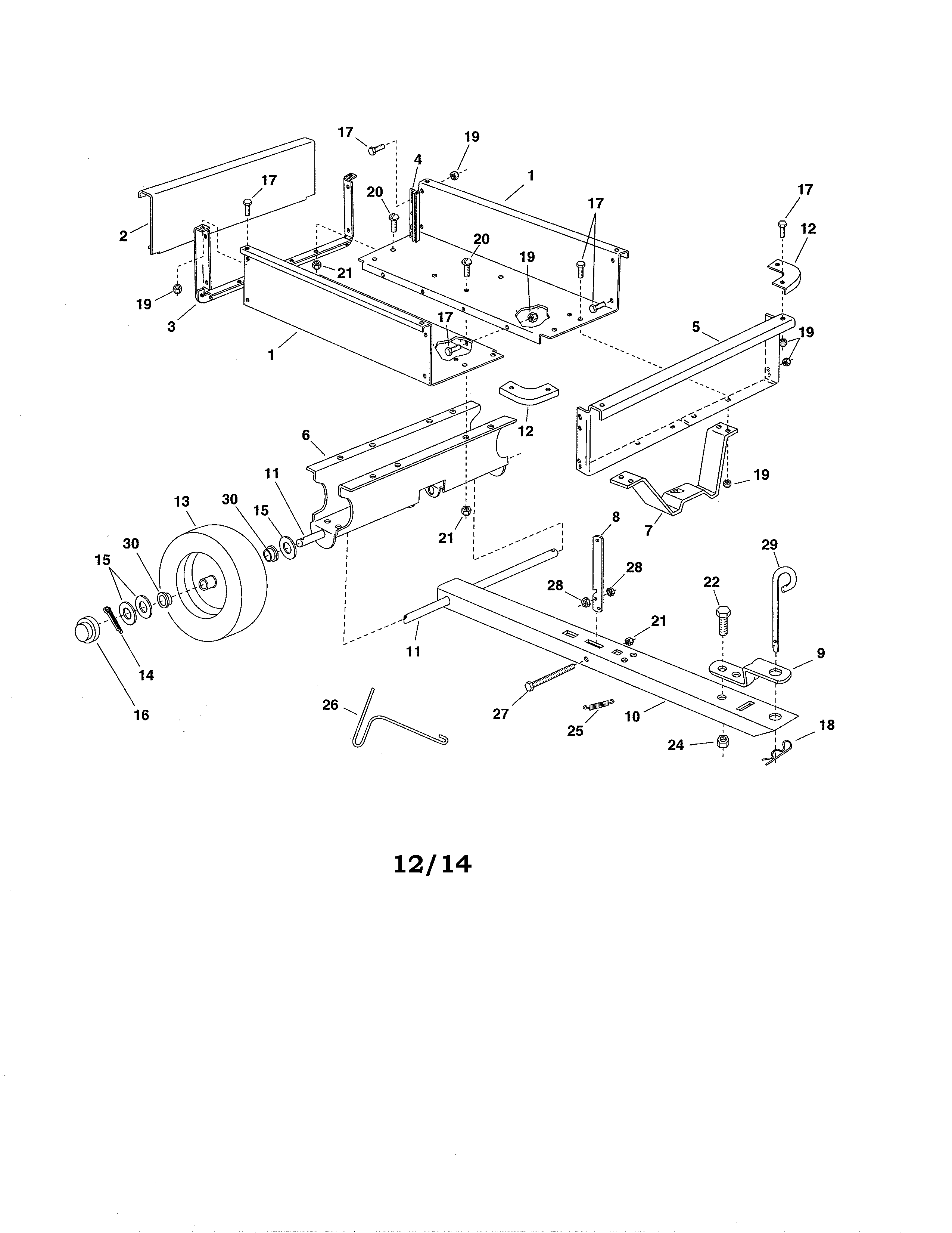 17 Cu. Ft. Cart Diagram and Parts List for 48624249  Craftsman Lawn Tractor