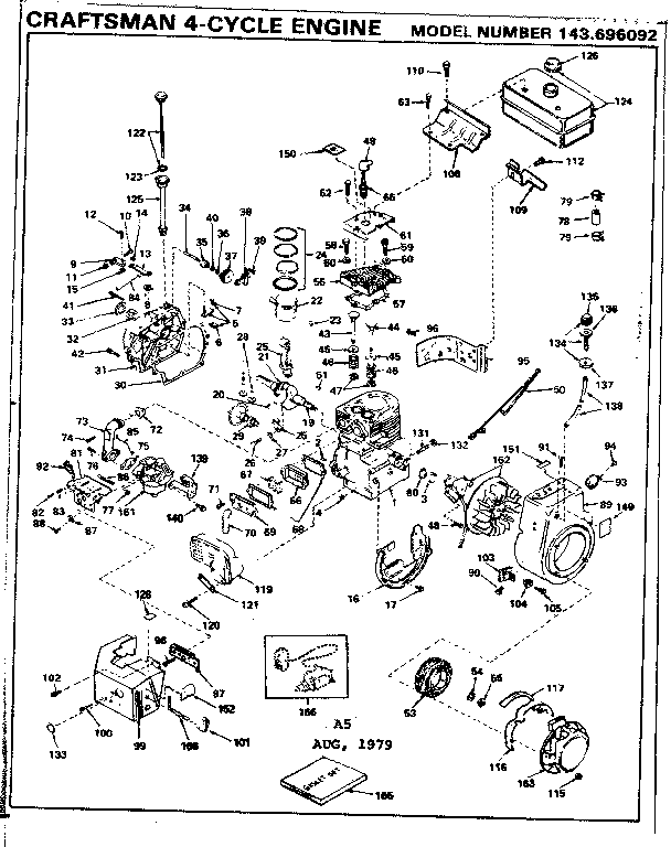 Engine Diagram and Parts List for 143696092  Craftsman Engine
