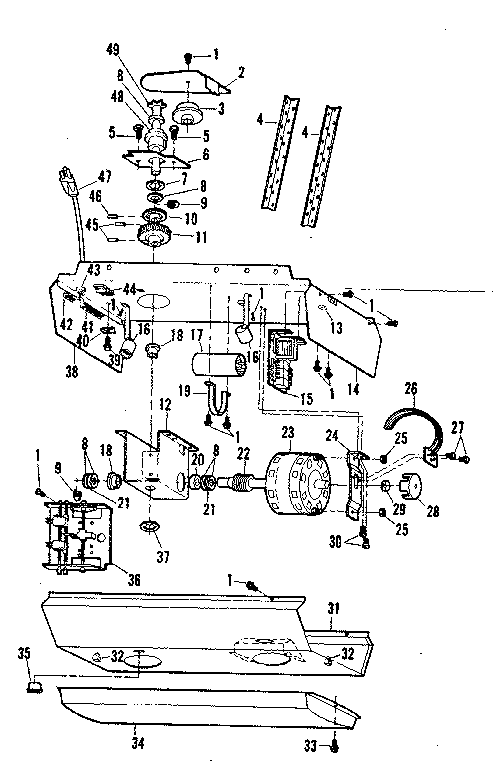 Chassis Assembly Diagram and Parts List for 139664053  Craftsman Garage Door Opener