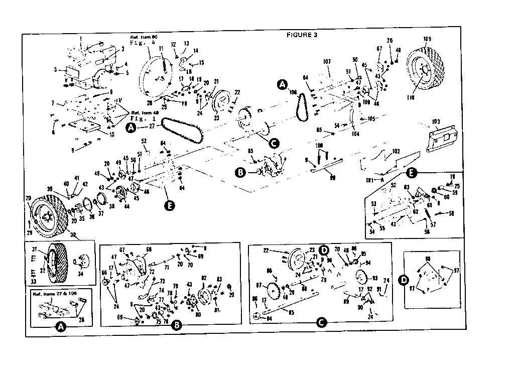 Base Assembly Diagram and Parts List for 53621800  Craftsman Snow Blower