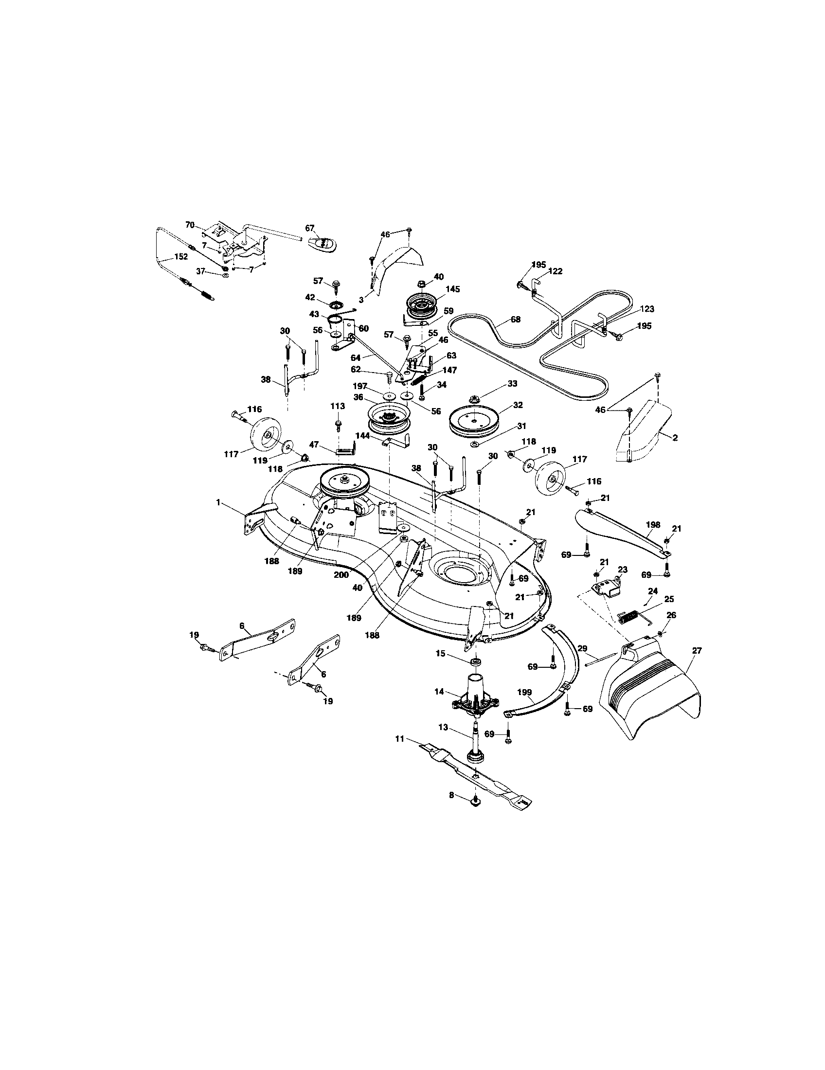 Mower Deck Diagram and Parts List for 917288360  Craftsman Lawn Tractor