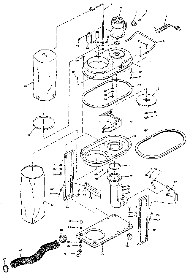 Unit Parts Diagram and Parts List for 113299780  Craftsman Dust Collector
