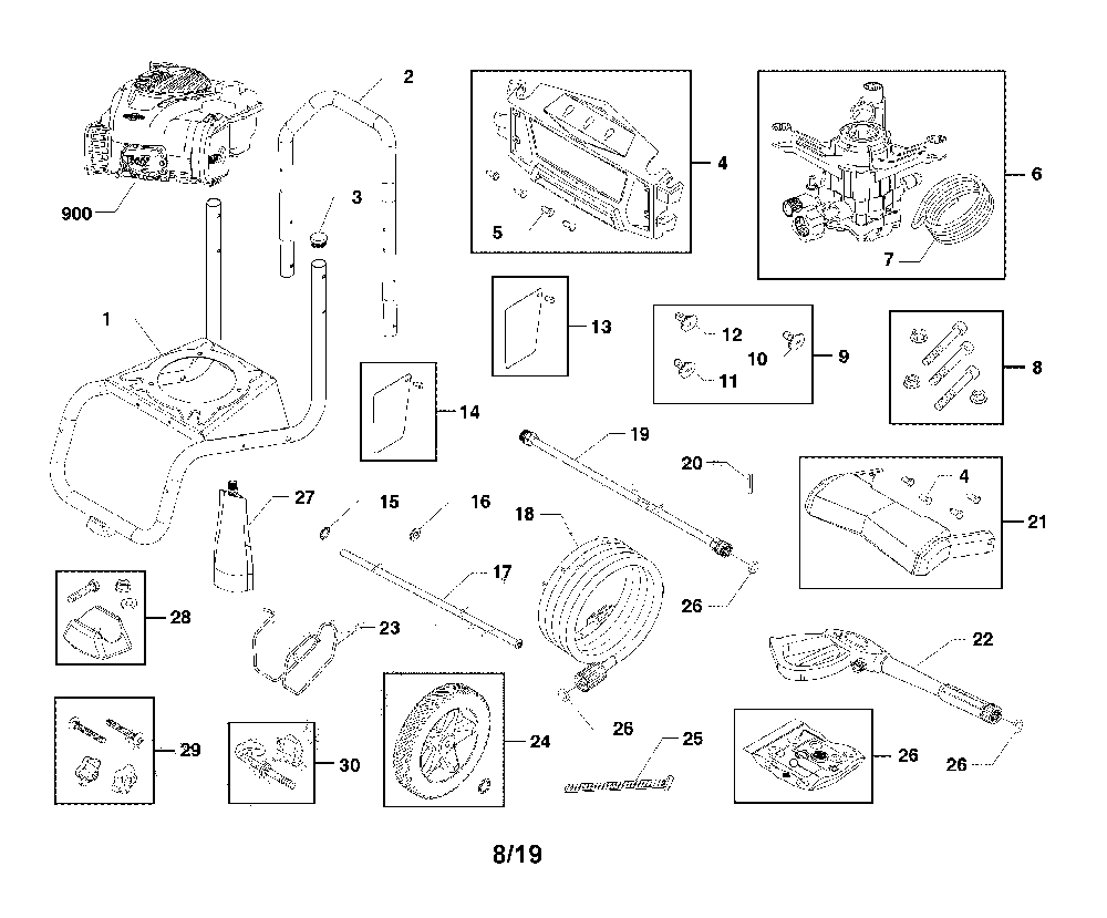 Main unit Diagram and Parts List for CMXGWAS021025  Craftsman Pressure Washer