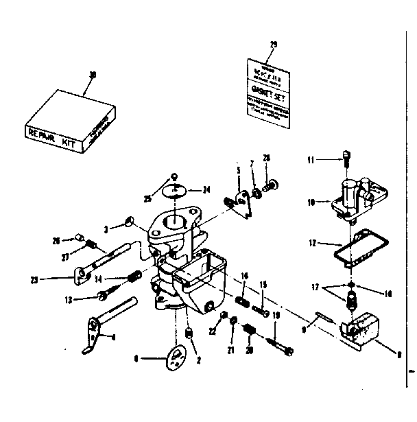 Carburetor No. 29349 (tillotson No. E-7a) Diagram and Parts List for 143506011  Craftsman Engine