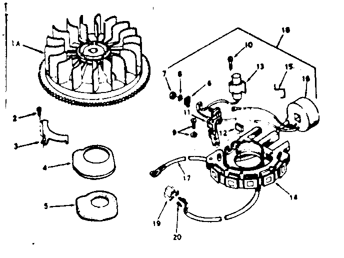 Magneto No. 610839 Diagram and Parts List for 143236062  Craftsman Engine