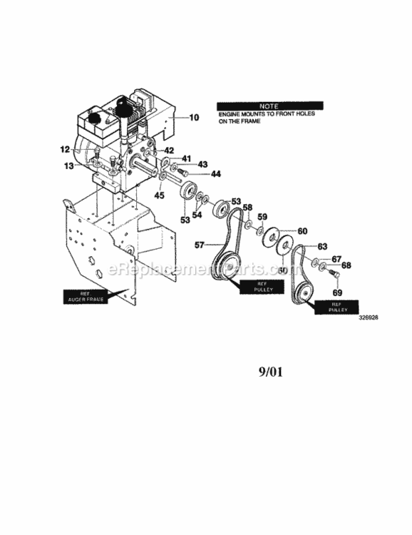Page A Diagram and Parts List for C950-52005-0  Craftsman Snow Blower
