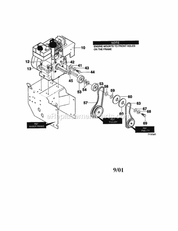 Page A Diagram and Parts List for C950-52021-0  Craftsman Snow Blower