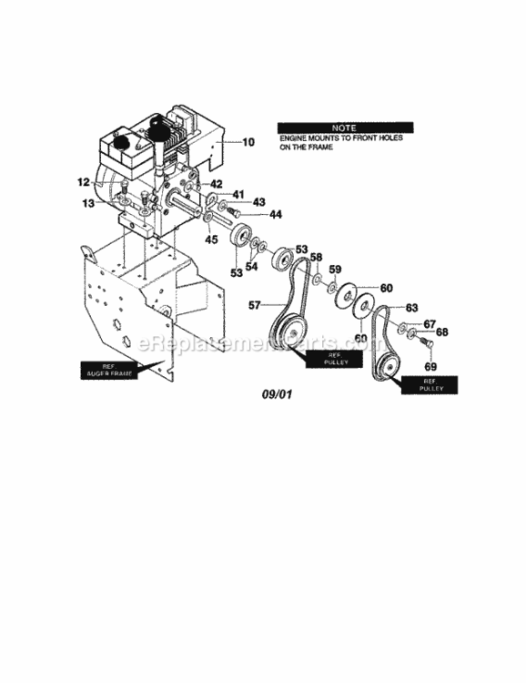 Page A Diagram and Parts List for C950-52919-0  Craftsman Snow Blower