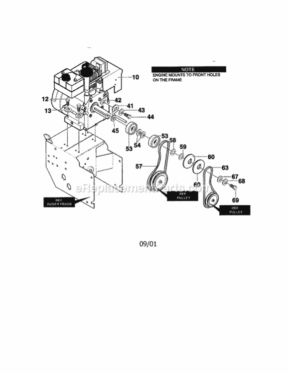 Page A Diagram and Parts List for C950-52930-0  Craftsman Snow Blower