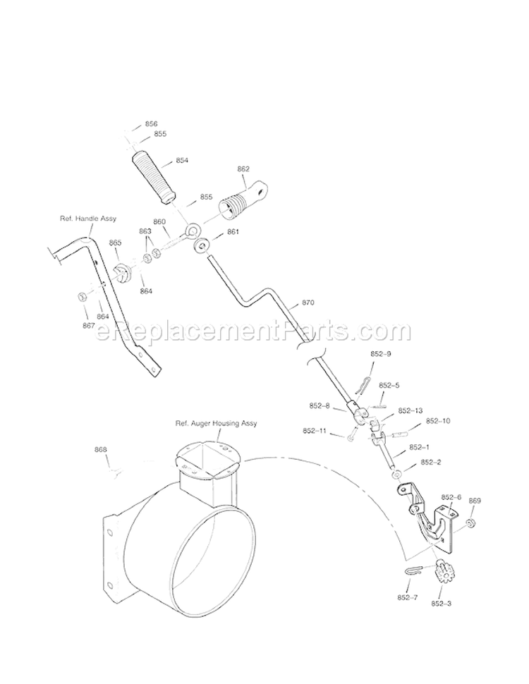 Chute Rod Diagram and Parts List for C950521193  Craftsman Snow Blower