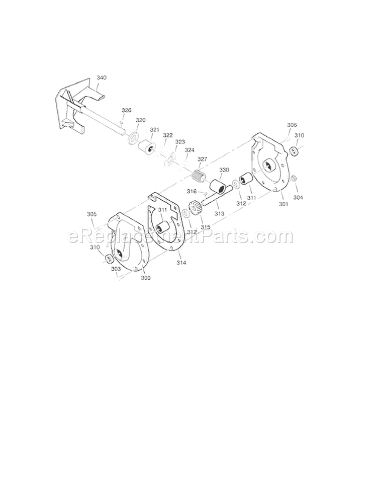Gear Case Diagram and Parts List for C950521193  Craftsman Snow Blower