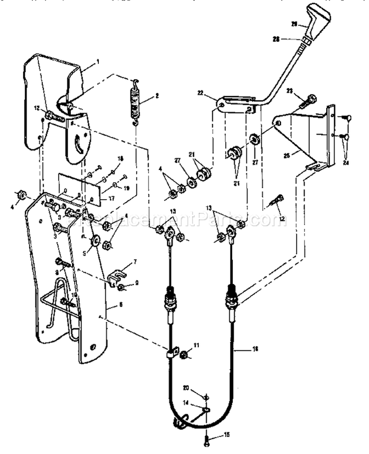 Remote Chute Assembly Diagram and Parts List for C950523303  Craftsman Snow Blower