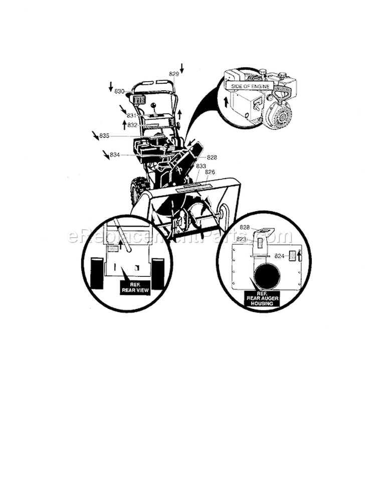 Decals Diagram and Parts List for C950524302A  Craftsman Snow Blower