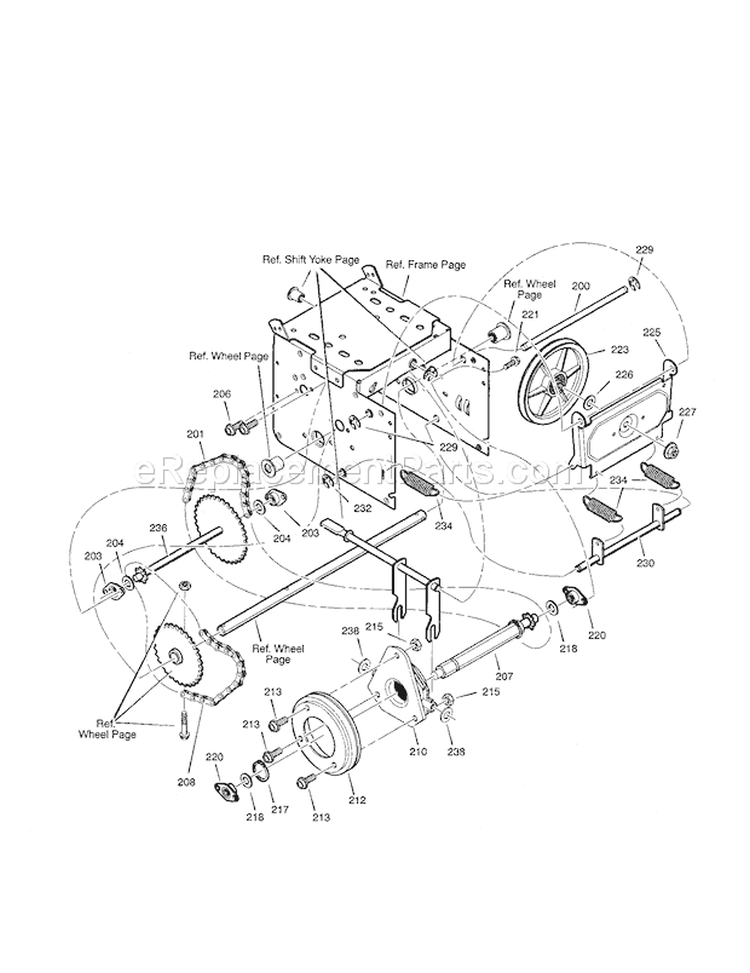 Drive Diagram and Parts List for C950524302A  Craftsman Snow Blower
