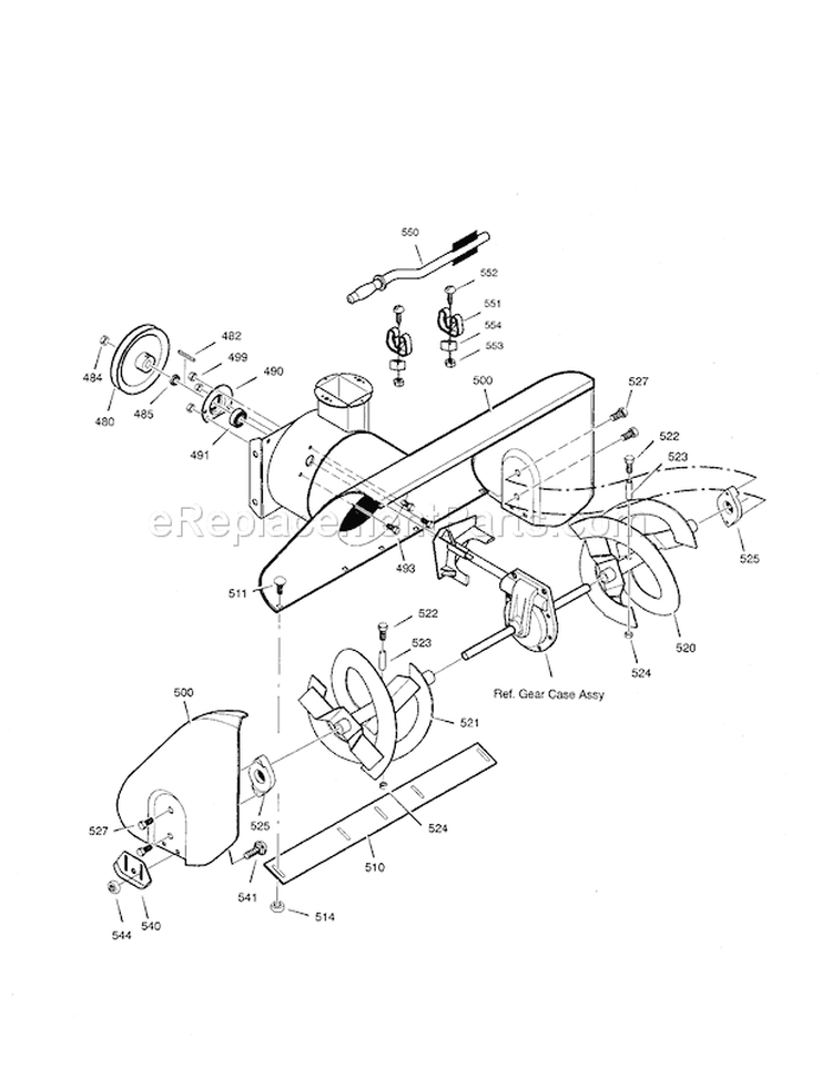 Auger Housung Diagram and Parts List for C950524302A  Craftsman Snow Blower