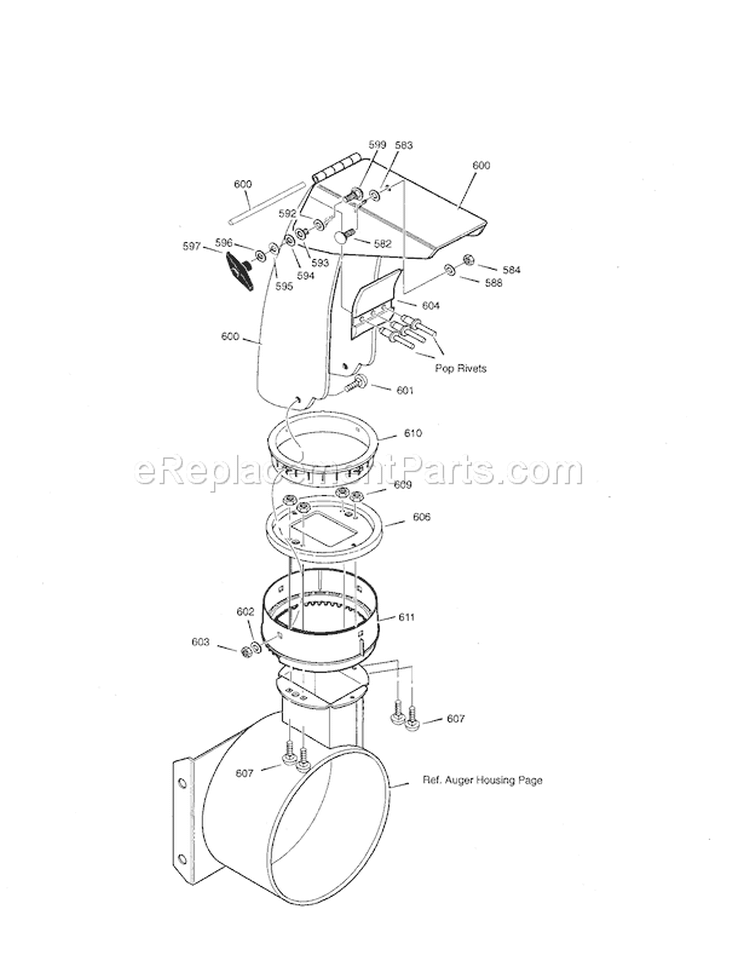Discharge Chute Diagram and Parts List for C950524302A  Craftsman Snow Blower