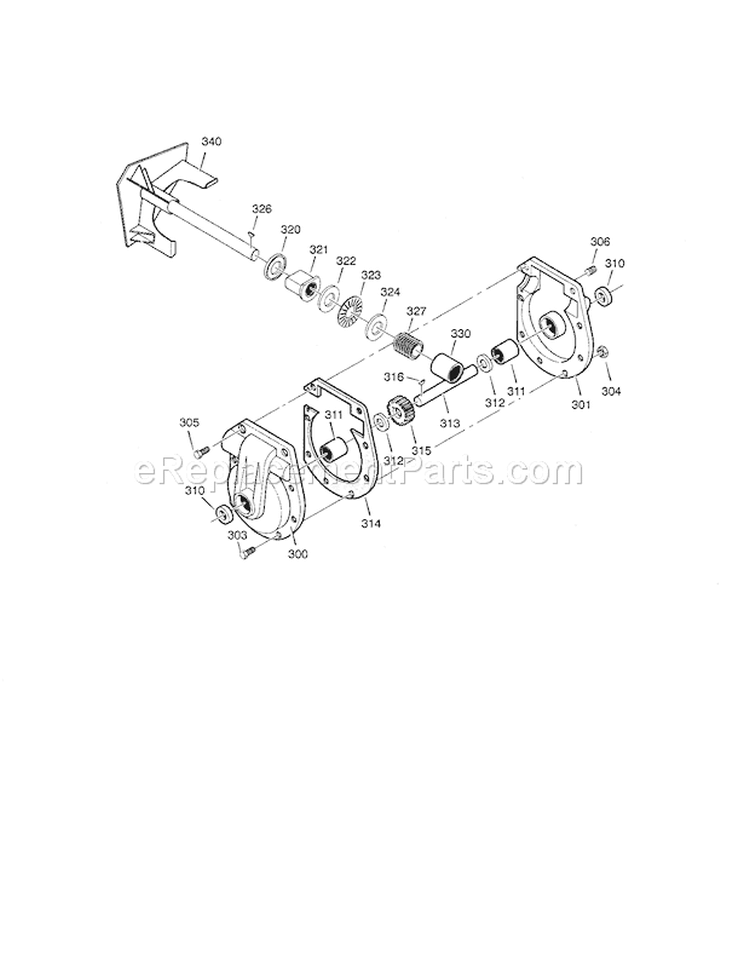 Gearcase Diagram and Parts List for C950524302A  Craftsman Snow Blower