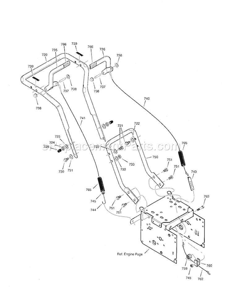 Handle Diagram and Parts List for C950524302A  Craftsman Snow Blower