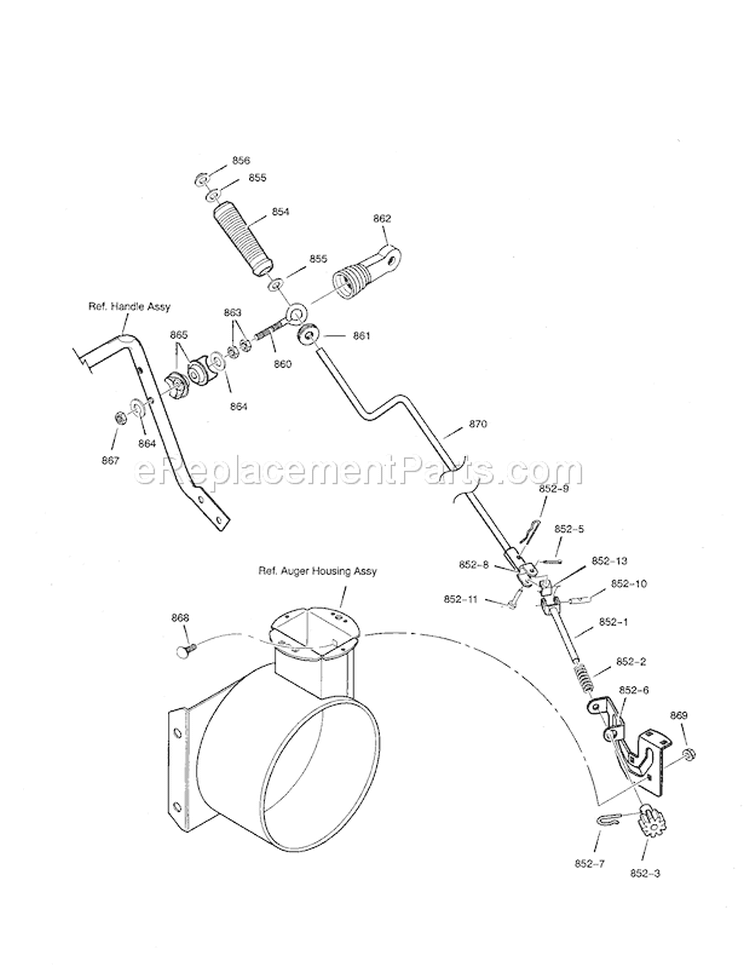Chute Rod Diagram and Parts List for C950524312A  Craftsman Snow Blower