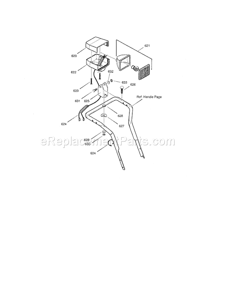 Headlight Diagram and Parts List for C950524312A  Craftsman Snow Blower