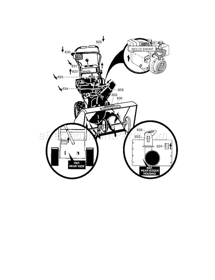 Decals Diagram and Parts List for C950524312A  Craftsman Snow Blower