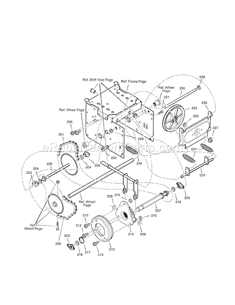 Drive Diagram and Parts List for C950524312A  Craftsman Snow Blower