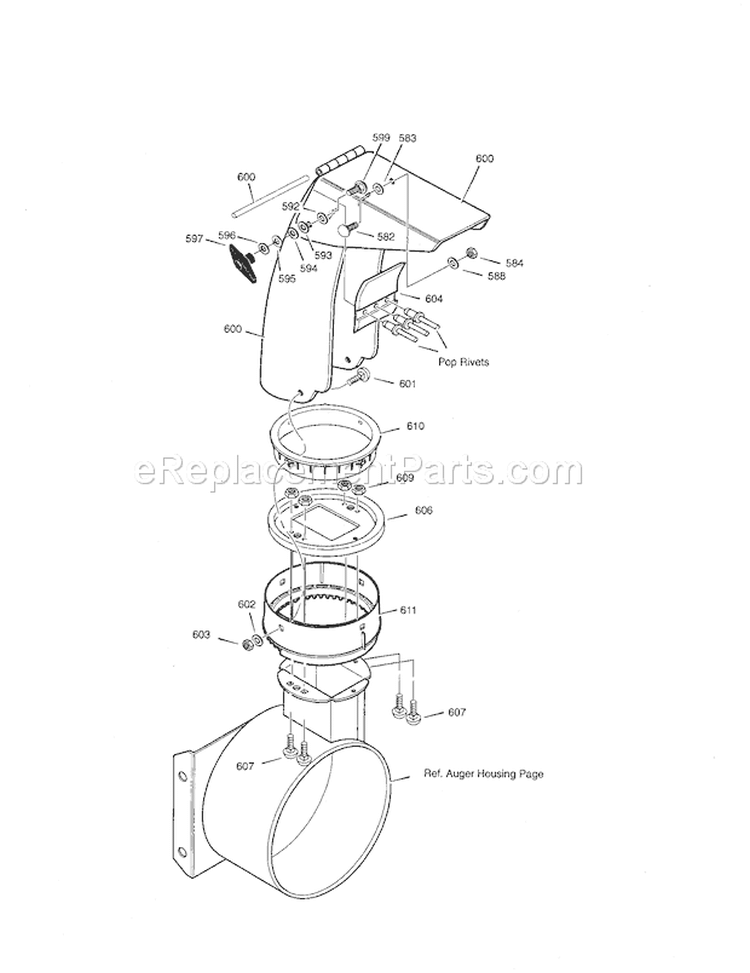 Discharge Chute Diagram and Parts List for C950524312A  Craftsman Snow Blower