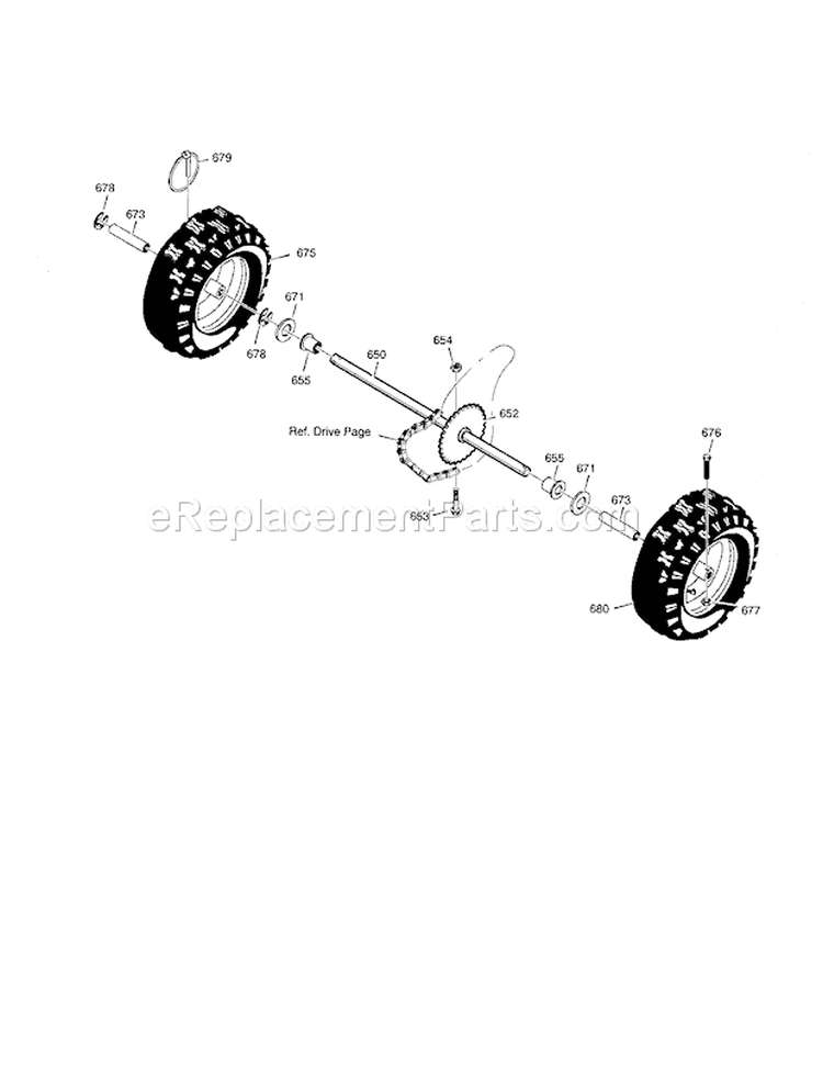 Wheels Diagram and Parts List for C950524312A  Craftsman Snow Blower