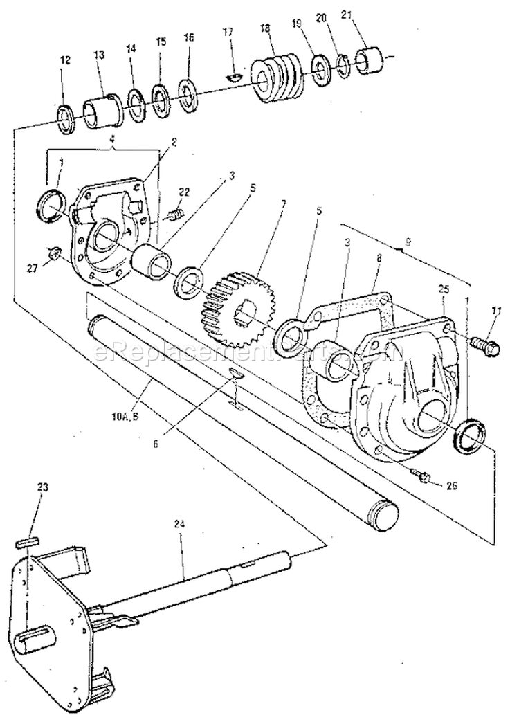 Gear Box Diagram and Parts List for C950524759  Craftsman Snow Blower
