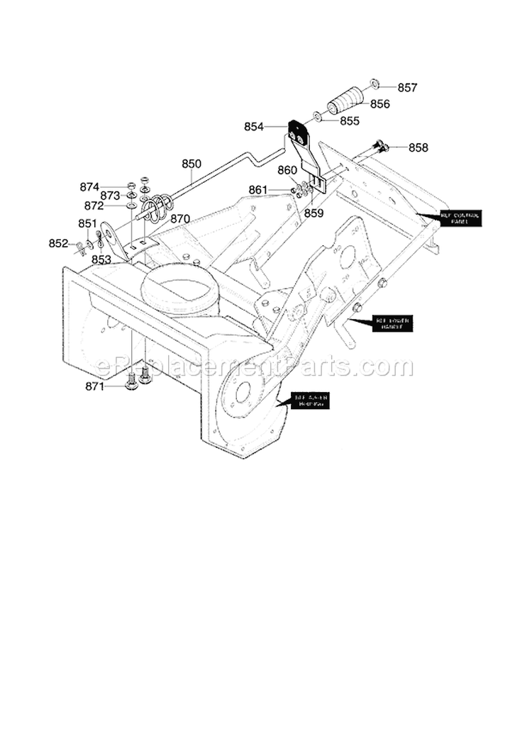 Chute Control Rod Diagram and Parts List for C950527350  Craftsman Snow Blower