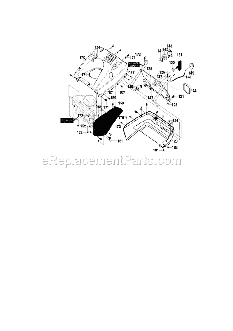 Belt Cover Diagram and Parts List for C950527350  Craftsman Snow Blower