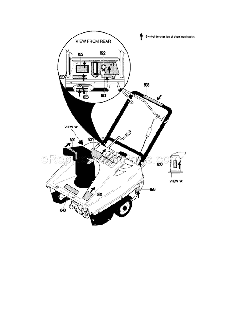 Decals Diagram and Parts List for C950527350  Craftsman Snow Blower