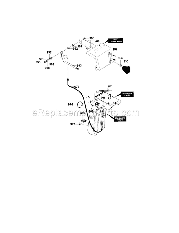 Remote Chute Control Diagram and Parts List for C950529300  Craftsman Snow Blower