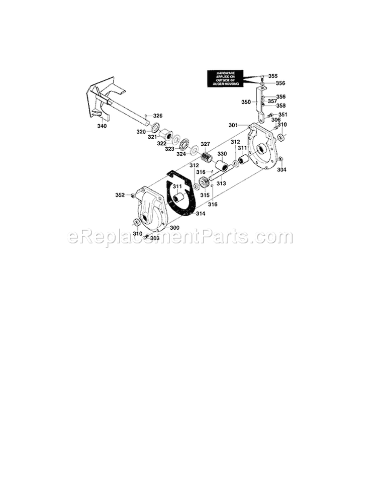 Gear Case Diagram and Parts List for C950529300  Craftsman Snow Blower
