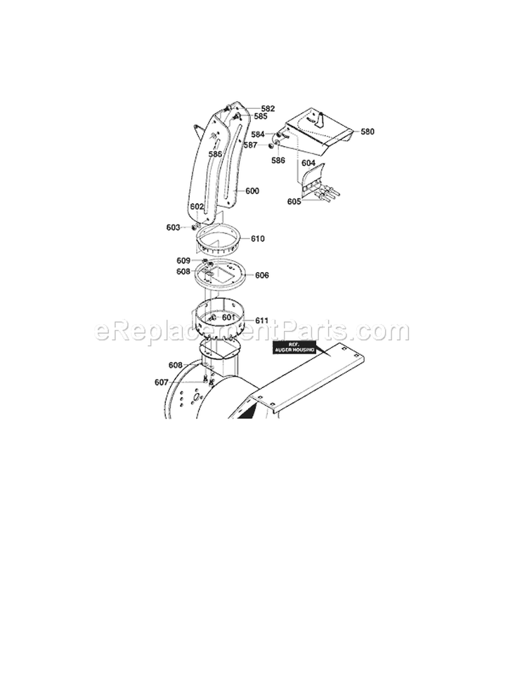 Discharge Chute Diagram and Parts List for C950529300  Craftsman Snow Blower