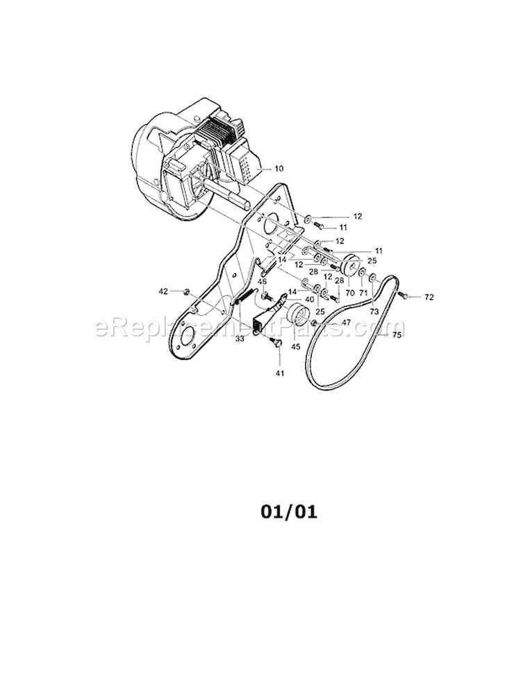 Engine / Motor Diagram and Parts List for C950529351  Craftsman Snow Blower