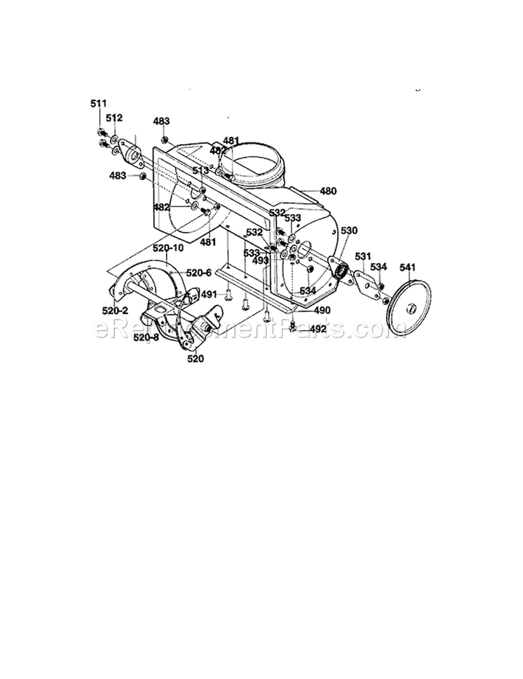 Auger Housing Diagram and Parts List for C950529351  Craftsman Snow Blower