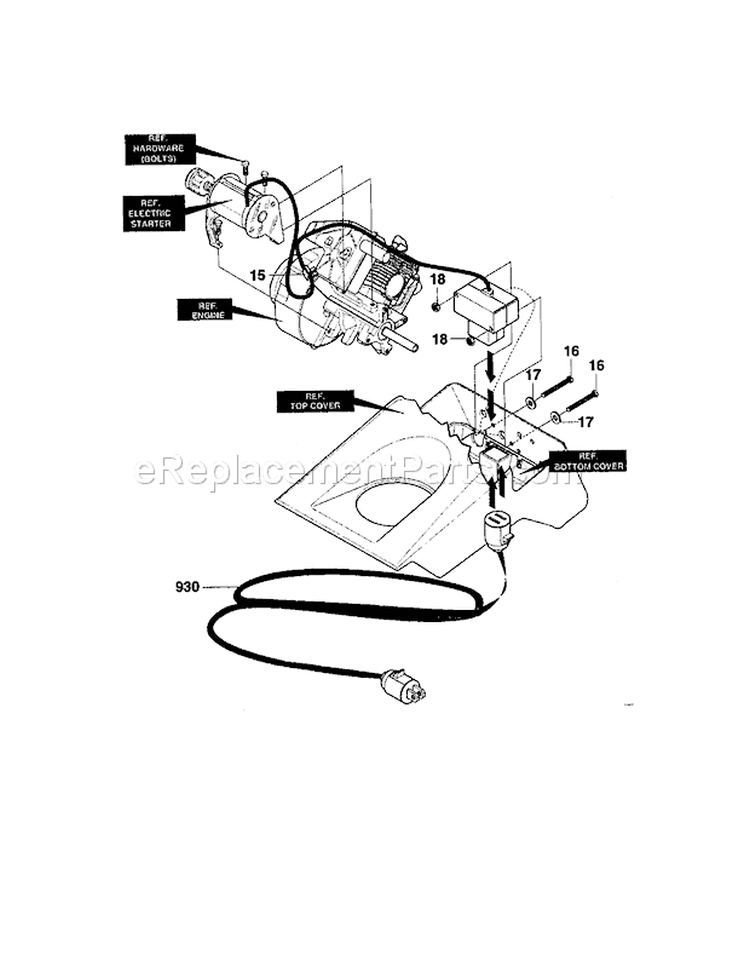 Electric Starter Diagram and Parts List for C950529351  Craftsman Snow Blower
